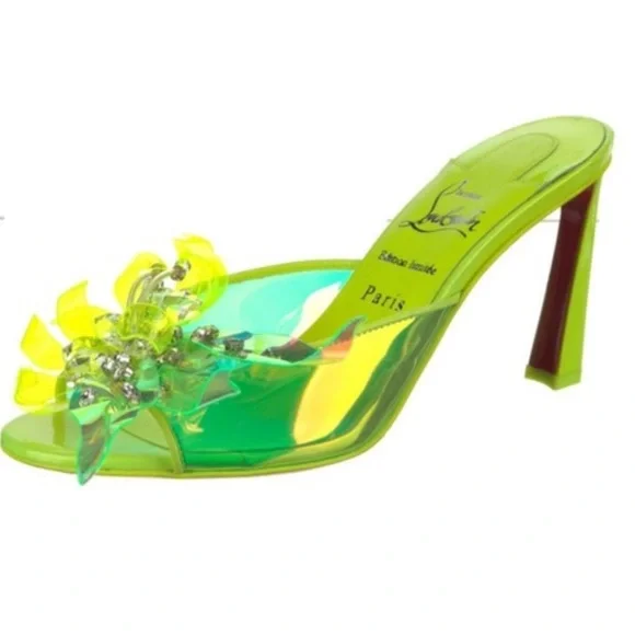🌺CHRISTIAN LOUBOUTIN🌺 Alyah Mules Limited Edition Green Size: 37 - Picture 3 of 13